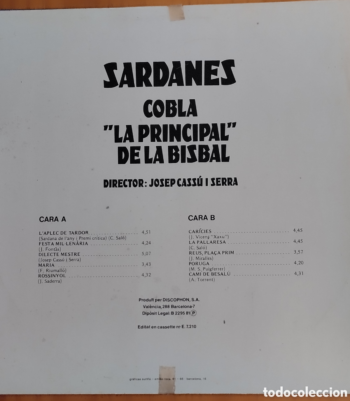 Discos de vinilo: SARDANES cobla LA PRINCIPAL DE LA BISBAL - Foto 3