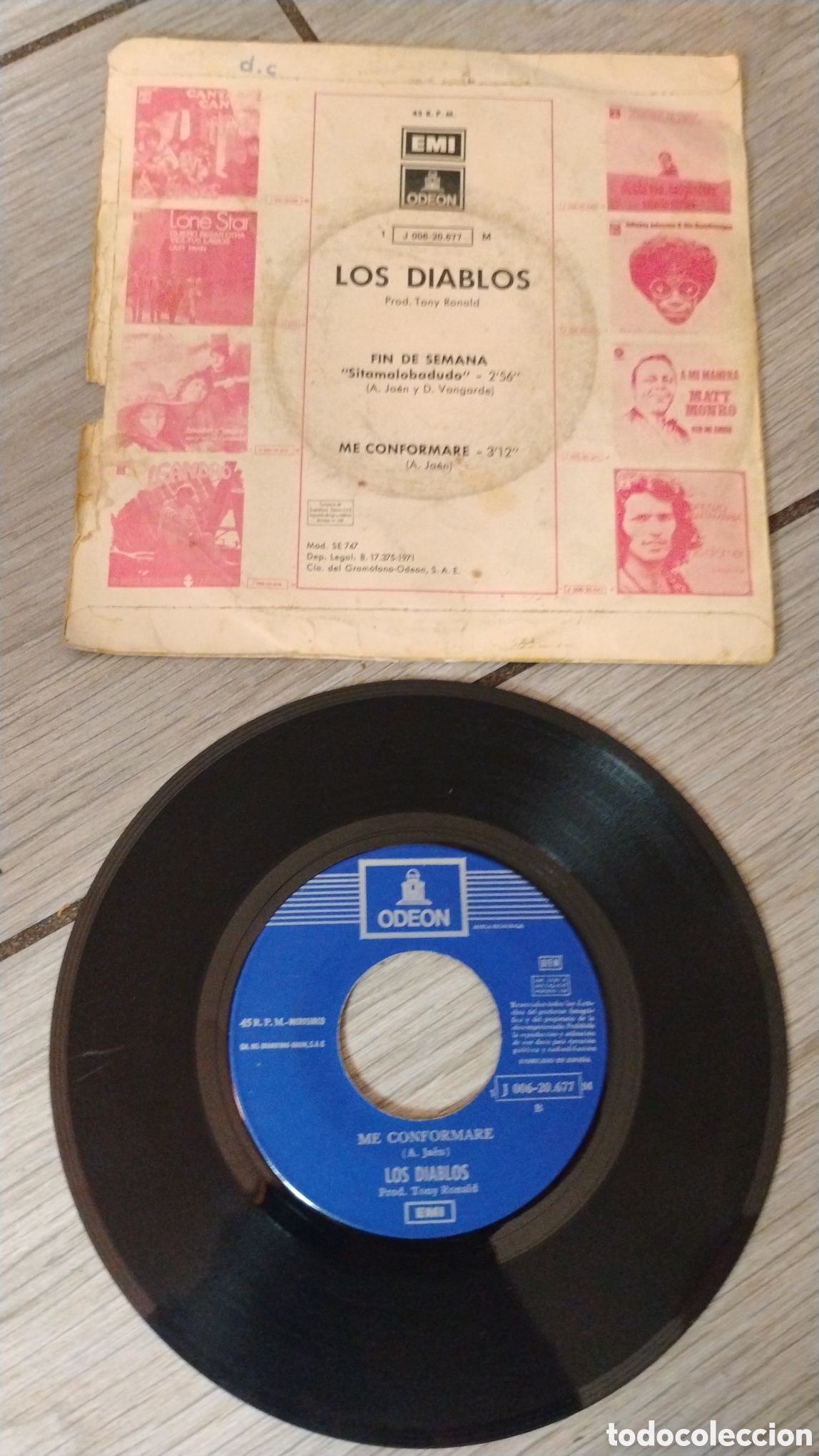 Discos de vinilo: LOS DIABLOS-FIN DE SEMANA-SINGLE-ODEON/SPAIN-IB - Foto 3