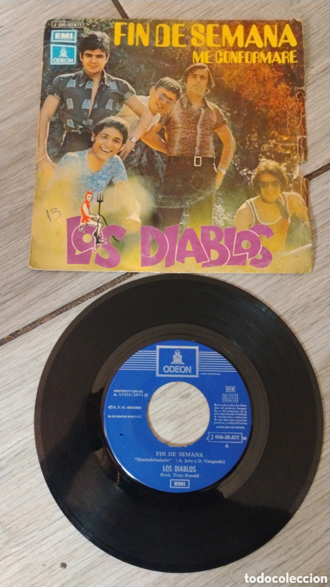 Discos de vinilo: LOS DIABLOS-FIN DE SEMANA-SINGLE-ODEON/SPAIN-IB - Foto 2