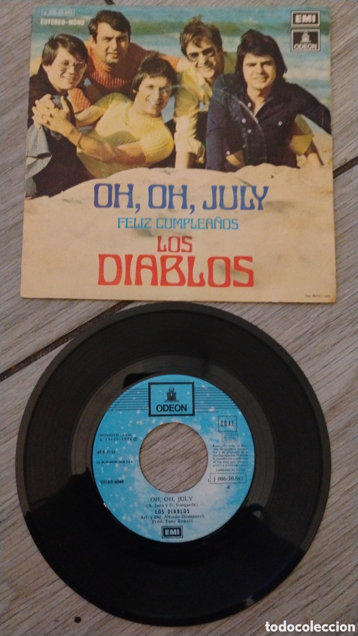Discos de vinilo: LOS DIABLOS-OH,OH,JULY-SINGLE-ODEON/SPAIN-IB - Foto 2