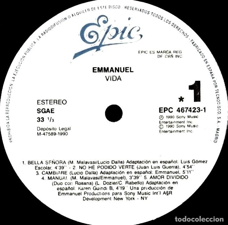 Discos de vinilo: �V215 - [LP VINILO]. EMMANUEL. VIDA. - Foto 6
