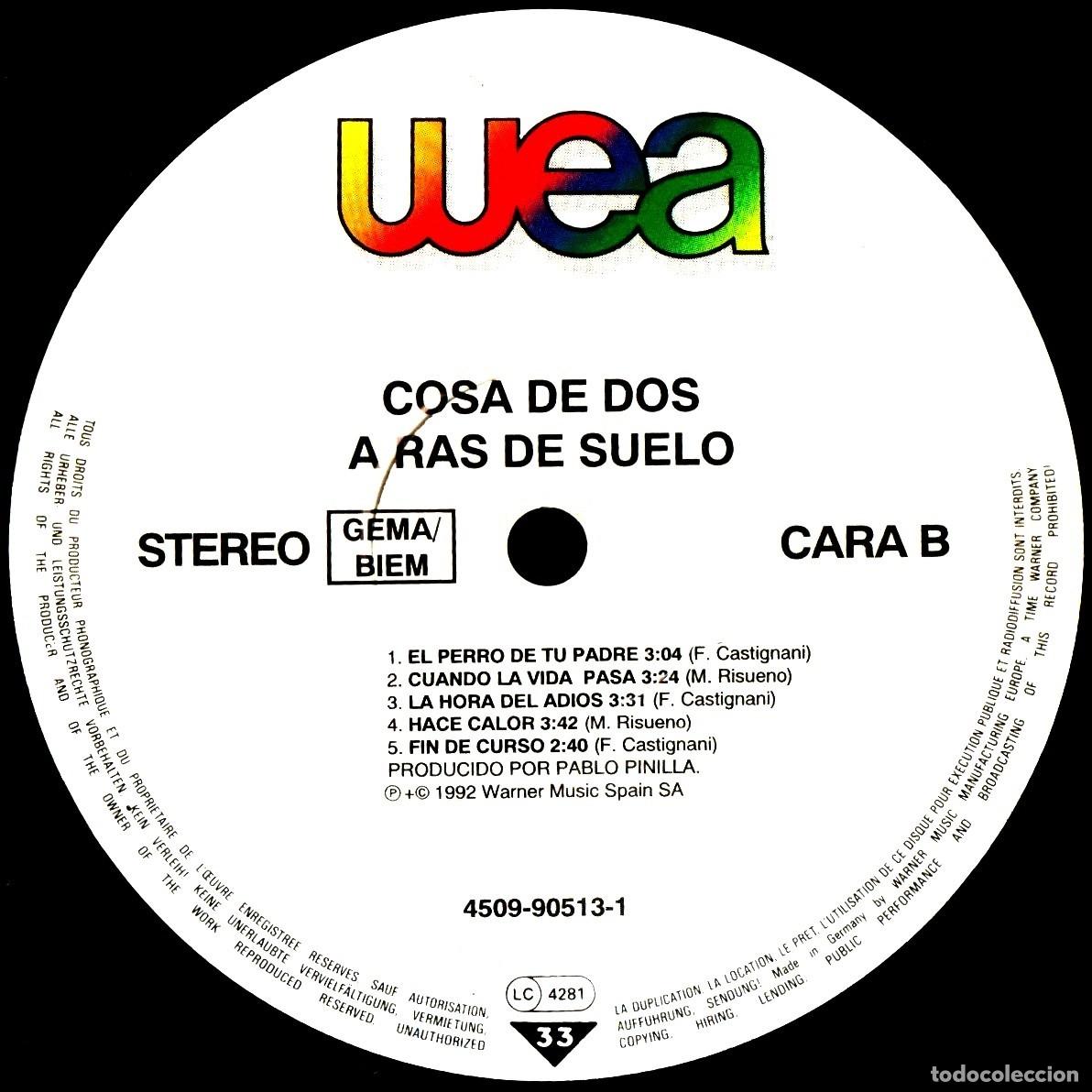 Discos de vinilo: �V1555 - [LP VINILO]. COSA DE DOS. A RAS DE SUELO. - Foto 7