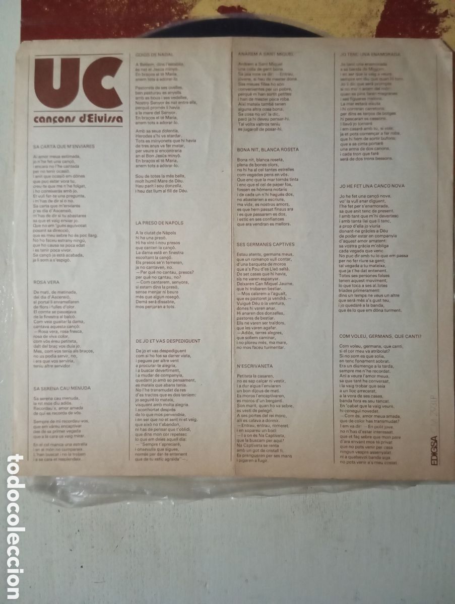 Discos de vinilo: UC - CAN&Ccedil;ONS DEIVISSA - EDIGSA - 1974 - Foto 9