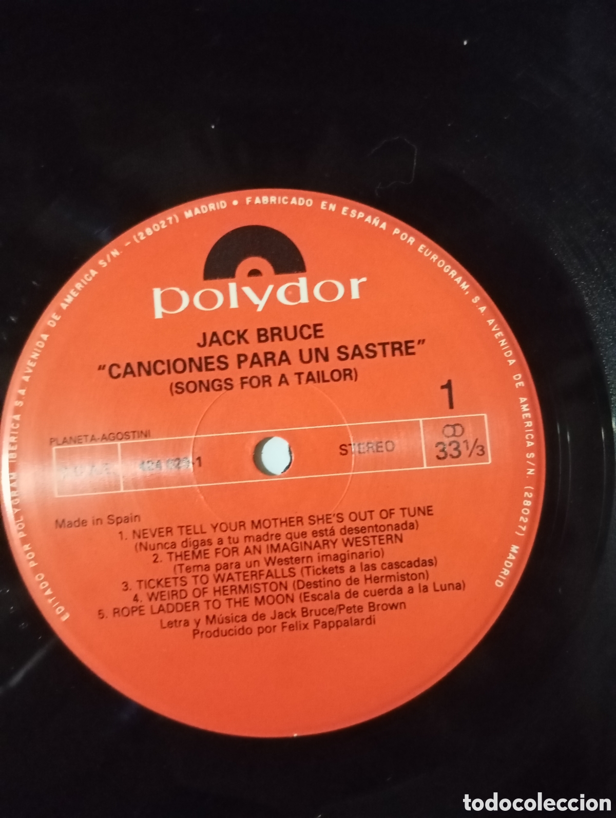 Discos de vinilo: JACK BRUCE - SONGS FOR A TAILOR - POLYDOR - 1990 - Foto 4