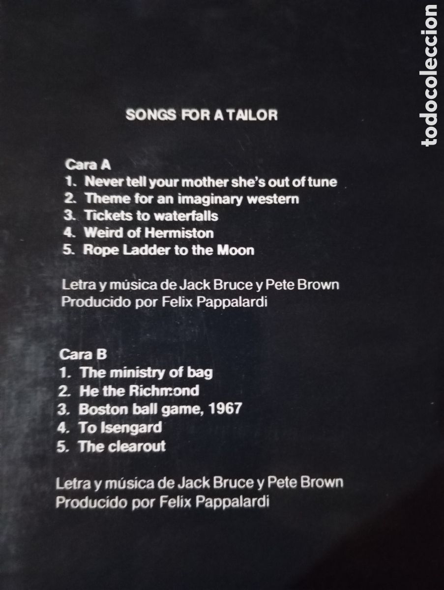 Discos de vinilo: JACK BRUCE - SONGS FOR A TAILOR - POLYDOR - 1990 - Foto 9