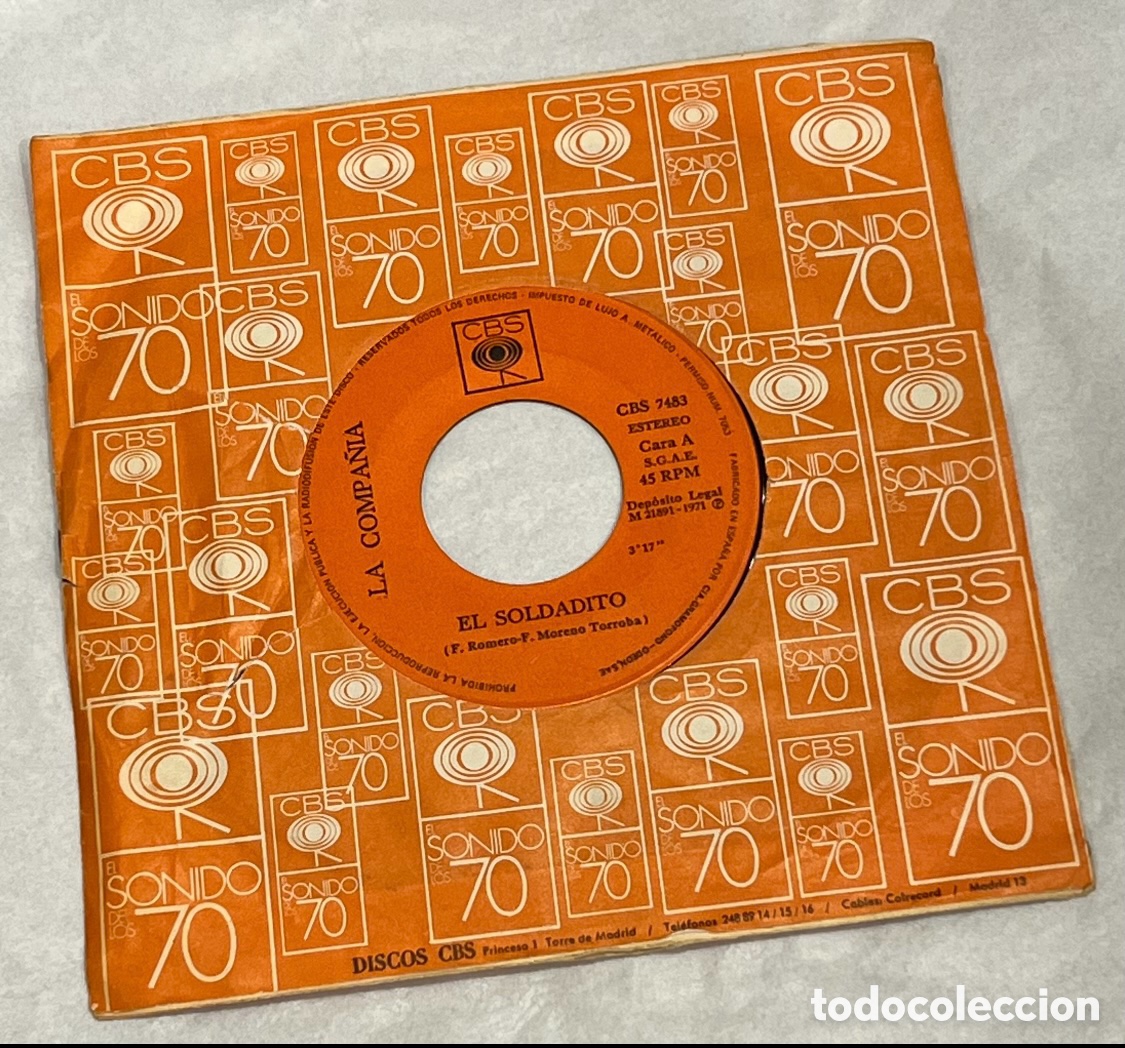 Discos de vinilo: Disco Vinilo Single. La Compa&ntilde;&iacute;a. &ldquo;El Soldadito&rdquo;. 1971. - Foto 1