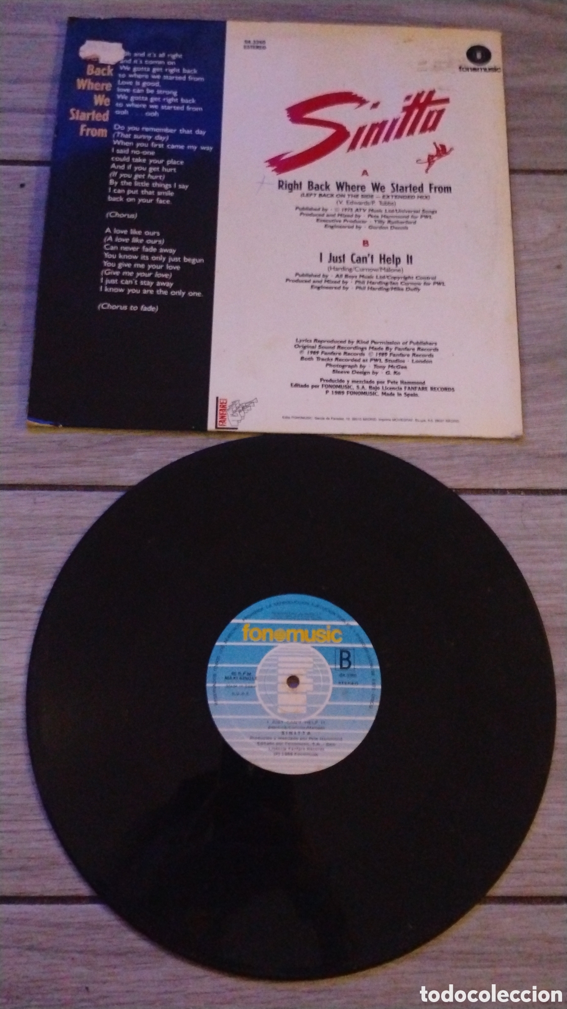 Discos de vinilo: SINITTA-RIGHT BACK WHERE WE STARTED FROM-MAXI-TELDEC/EUROPA-IB - Foto 3