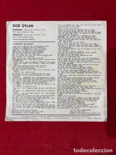 Discos de vinilo: BOB DYLAN - HURACAN - SINGLE - Foto 3