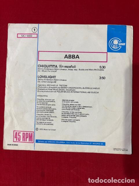 Discos de vinilo: ABBA - CHIQUITITA - CANTADO EN ESPA&Ntilde;OL - SINGLE - Foto 2