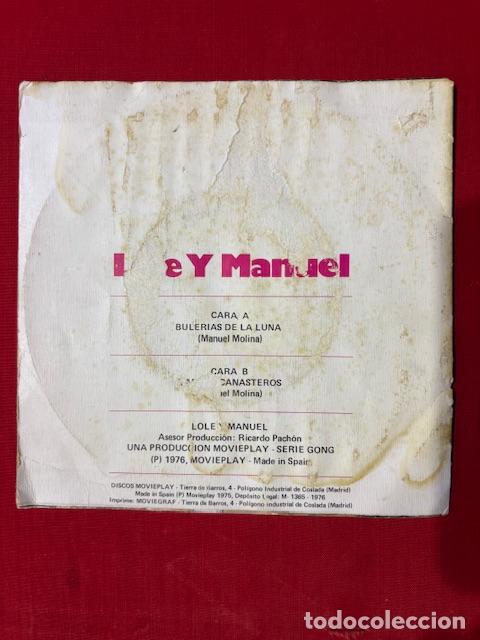 Discos de vinilo: BULERIAS DE LUNA - LOLE Y MANUEL - SINGLE - Foto 2