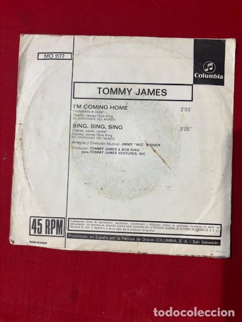 Discos de vinilo: TOMMY JAMES - IM COMING HOME - SING,SING,SING - SINGLE - Foto 3
