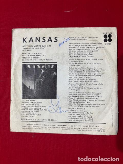 Discos de vinilo: KANSAS - GENTE DEL VIENTO SUR - SINGLE - Foto 3
