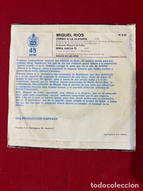 Discos de vinilo: MIGUEL RIOS - HIMNO A LA ALEGRIA - SINGLE - Foto 3