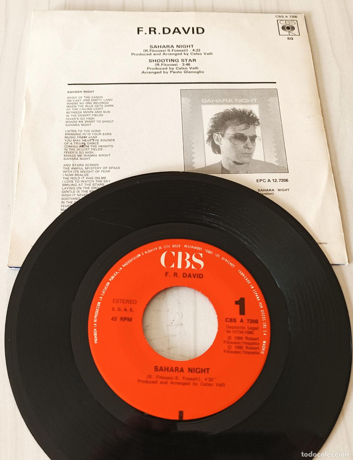 Discos de vinilo: F.R. DAVID - SAHARA NIGHT CBS - 1986 - Foto 2