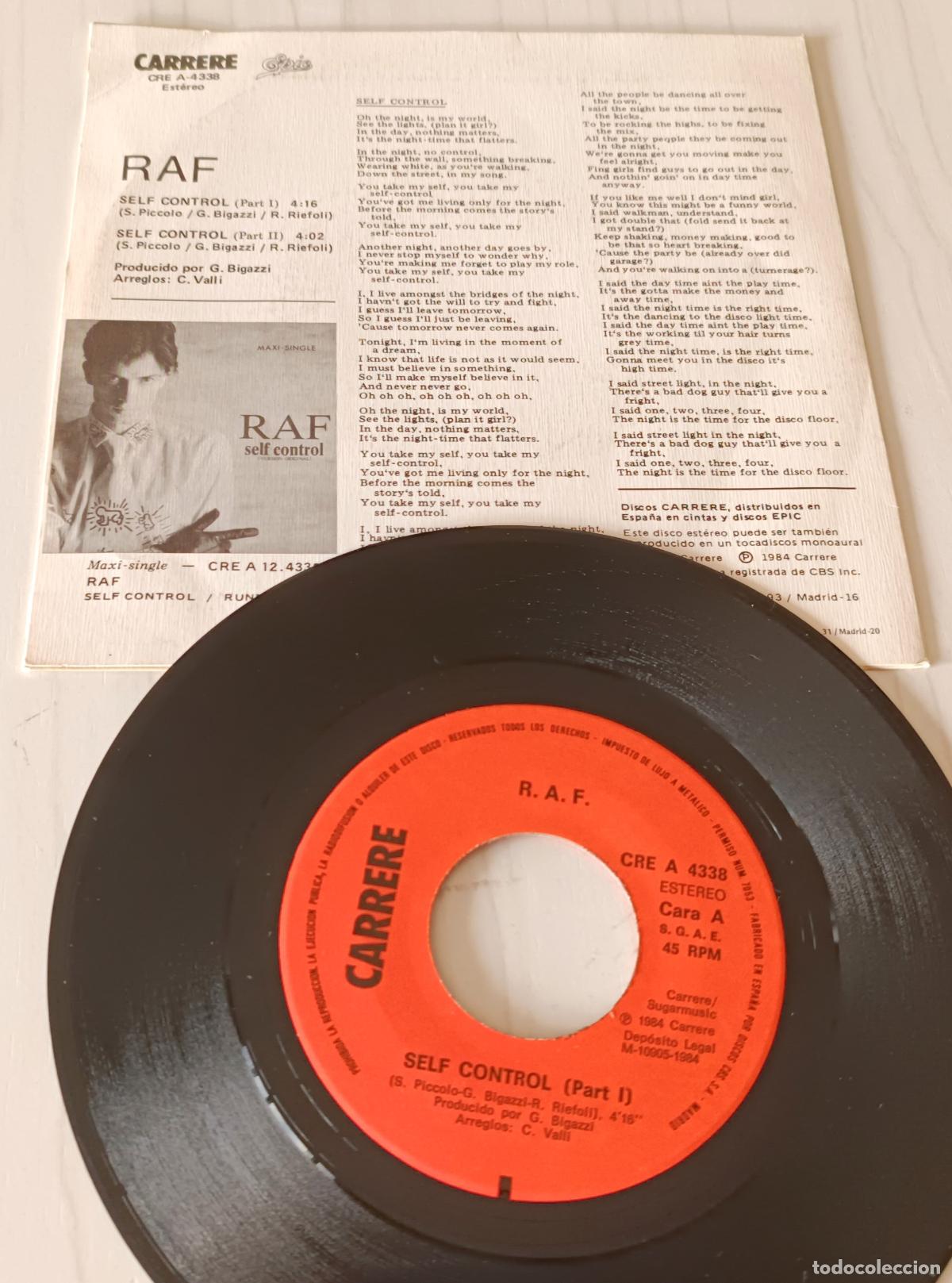 Discos de vinilo: RAF - SELF CONTROL CARRERE - 1984 - Foto 2