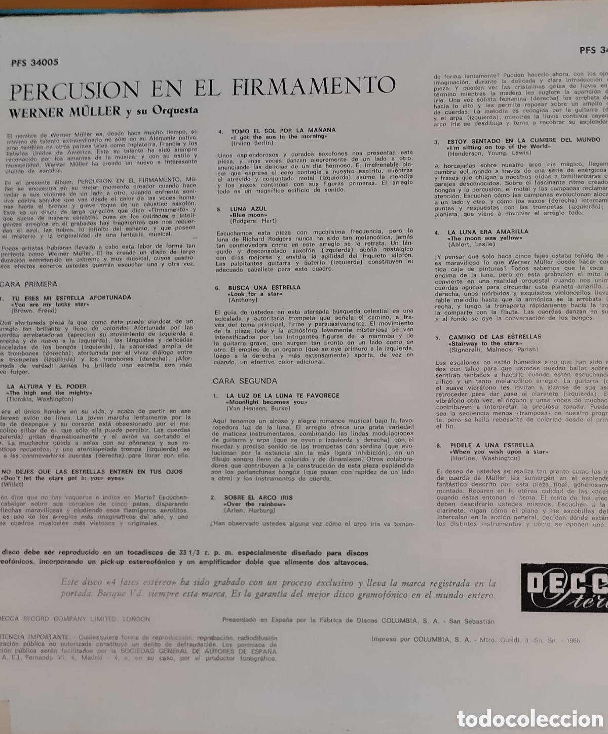 Discos de vinilo: PERCUSI&Oacute;N EN EL FIRMAMENTO - Foto 5