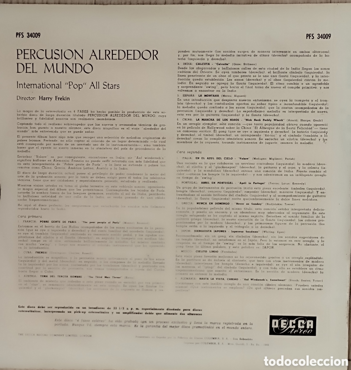 Discos de vinilo: PERCUSI&Oacute;N ALREDEDOR DEL MUNDO - Foto 3