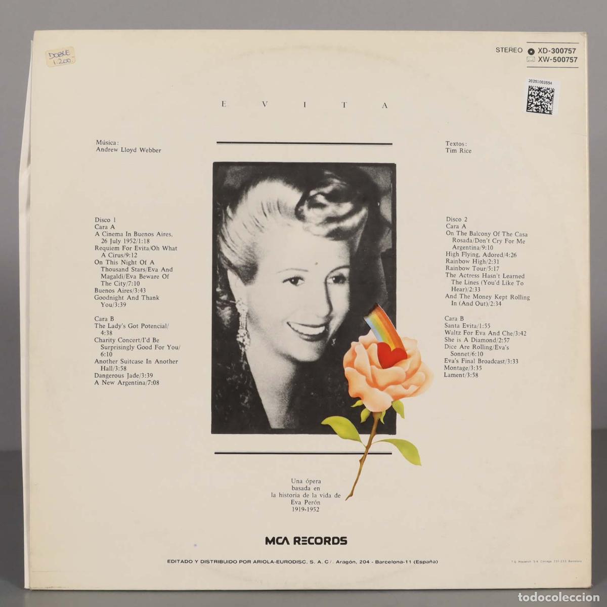 Discos de vinilo: LP. Andrew Lloyd Webber And Tim Rice &ndash; Evita - Foto 2