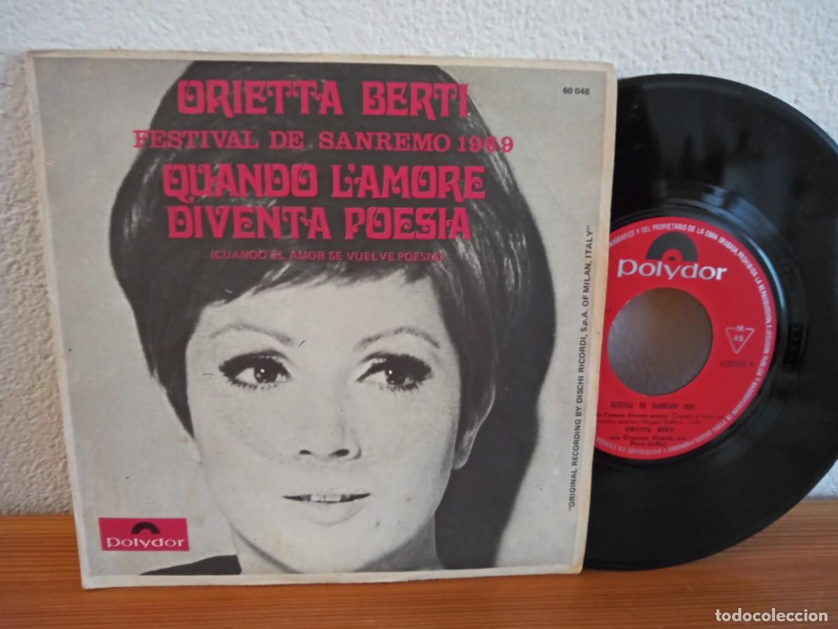 Discos de vinilo: Single-ORIETTA BERTI - Quando l'amore diventa poesia + 1 -POLYDOR (1969) * PEDIDO MINIMO 6 &euro; *