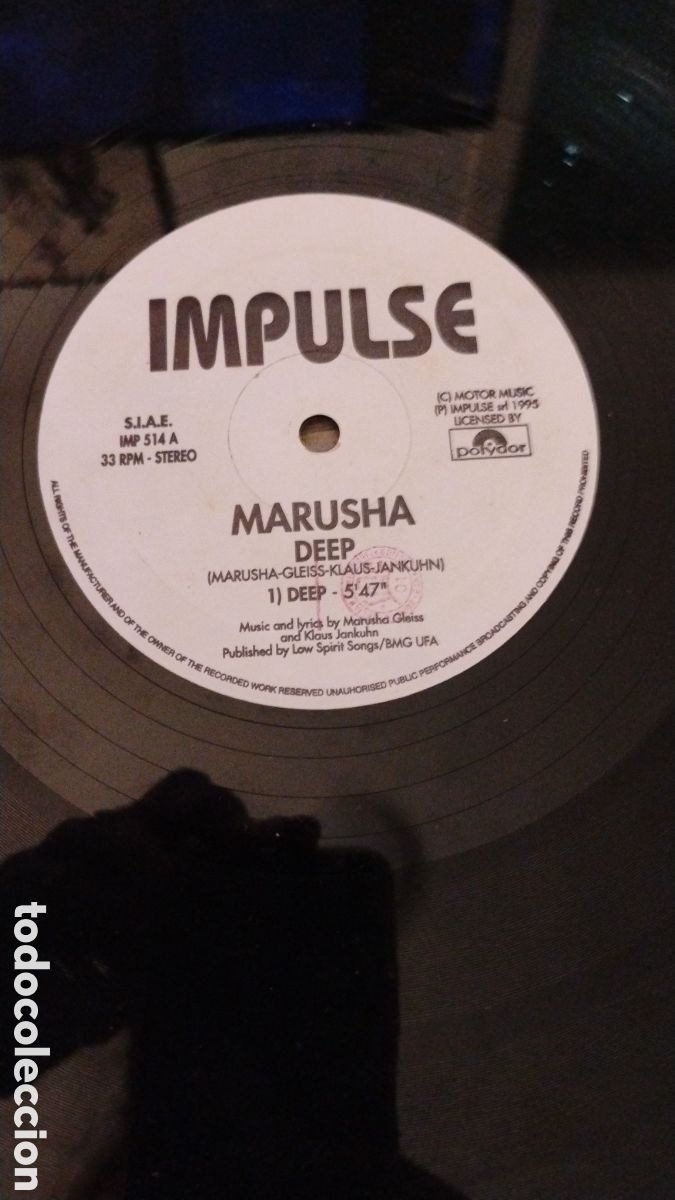 Discos de vinilo: MARUSHA-DEEP-MAXI-IMPULSE/ITALY-PLS 575 - Foto 3