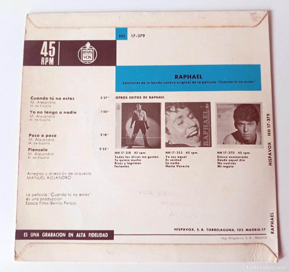 Discos de vinilo: LOTE DE 6 SINGLES EN VINILO DE RAPHAEL - Foto 7