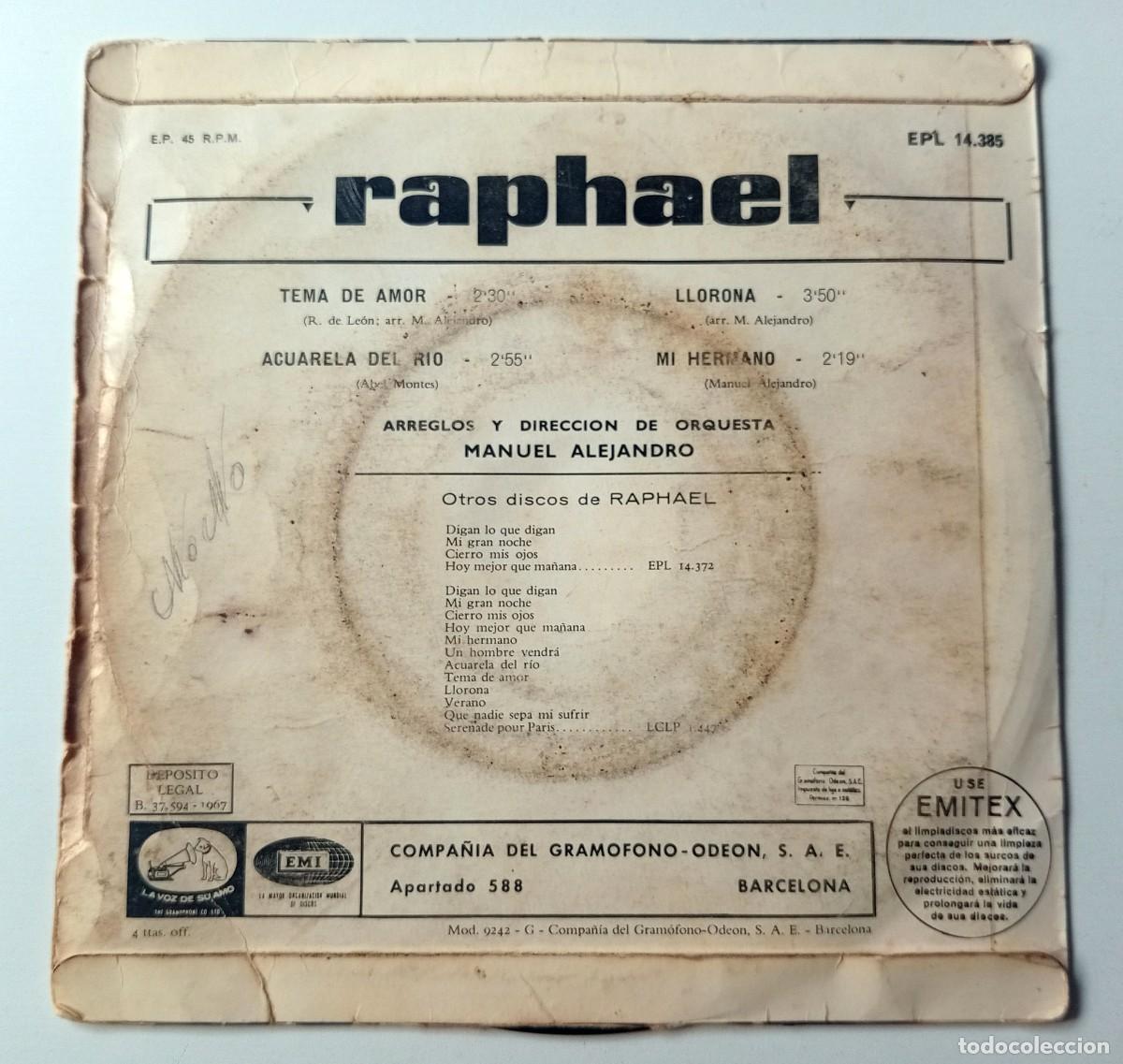 Discos de vinilo: LOTE DE 6 SINGLES EN VINILO DE RAPHAEL - Foto 13