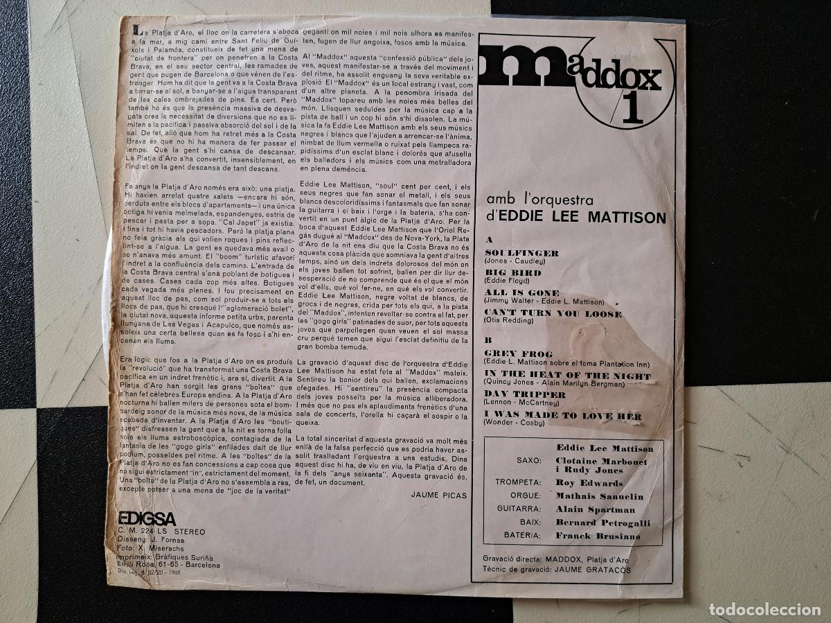 Discos de vinilo: LP DEddie Lee Mattison &ndash; Maddox 1 1968 DISCOTECA - Foto 3