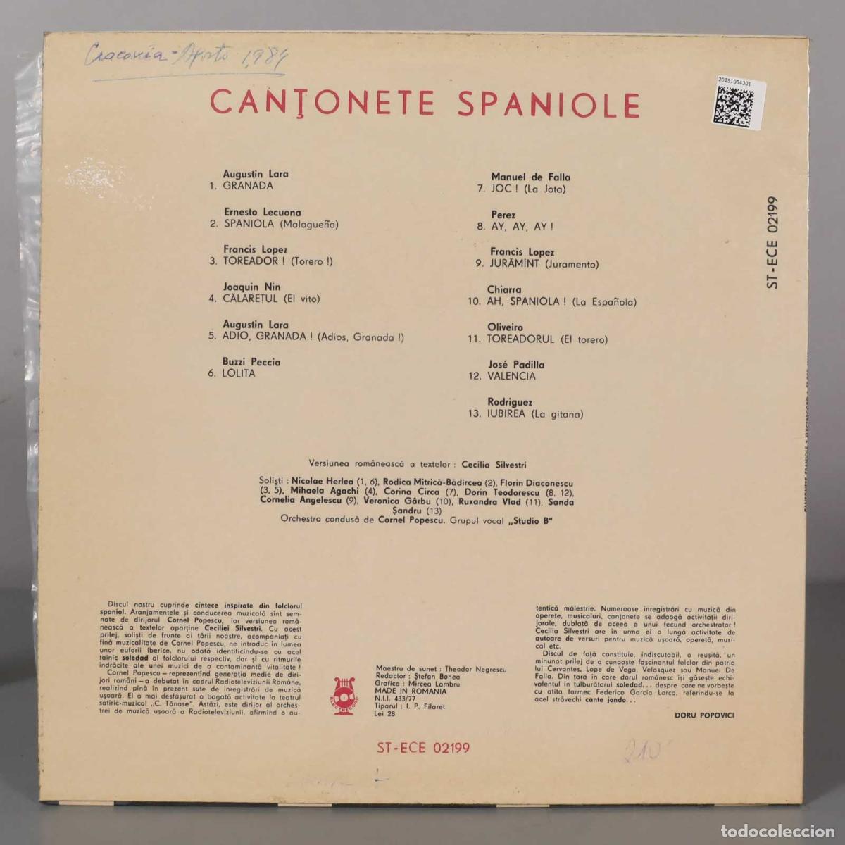 Discos de vinilo: LP. Various &ndash; Canțonete Spaniole - Foto 2