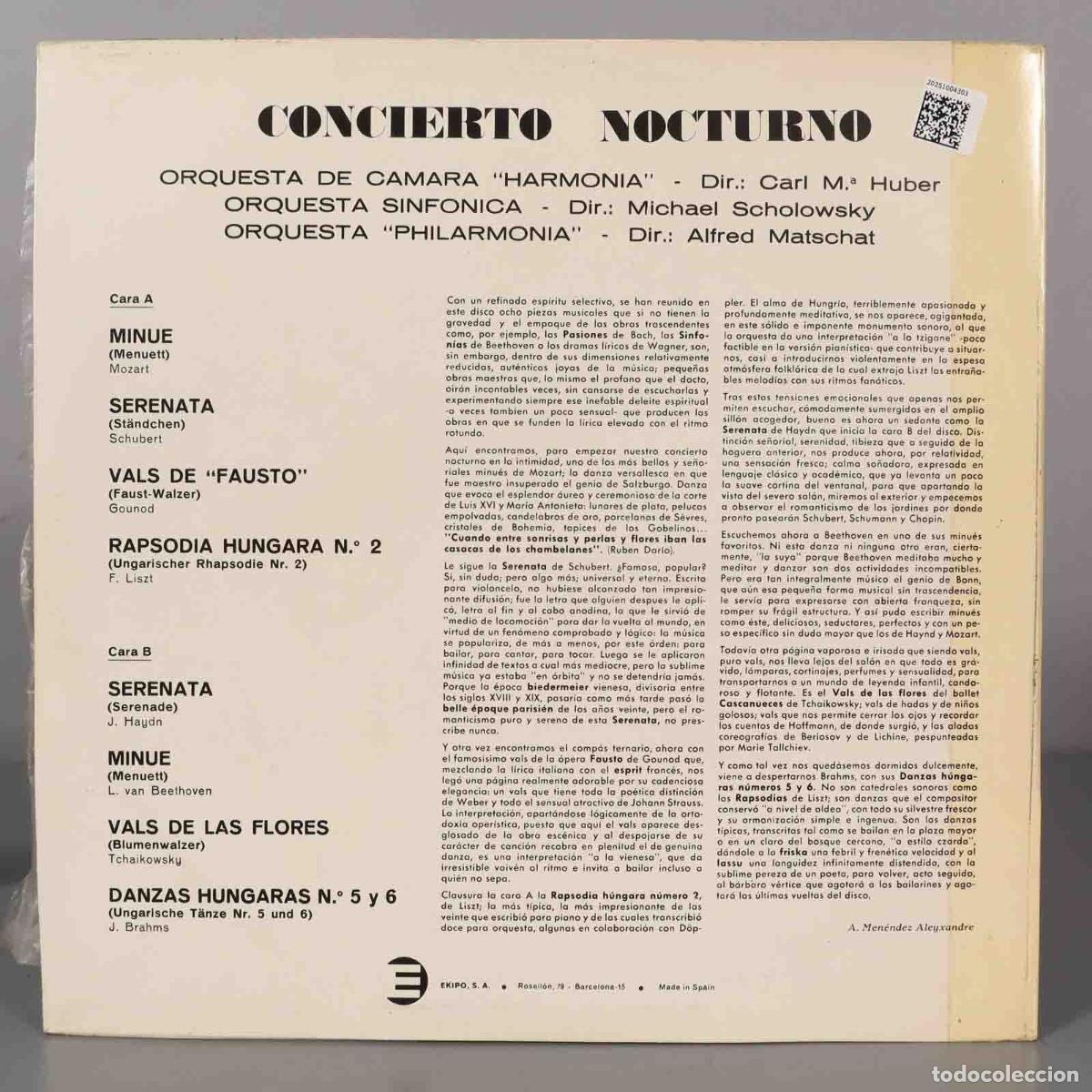 Discos de vinilo: LP. CONCIERTO NOCTURNO MATSCHAT - Foto 2