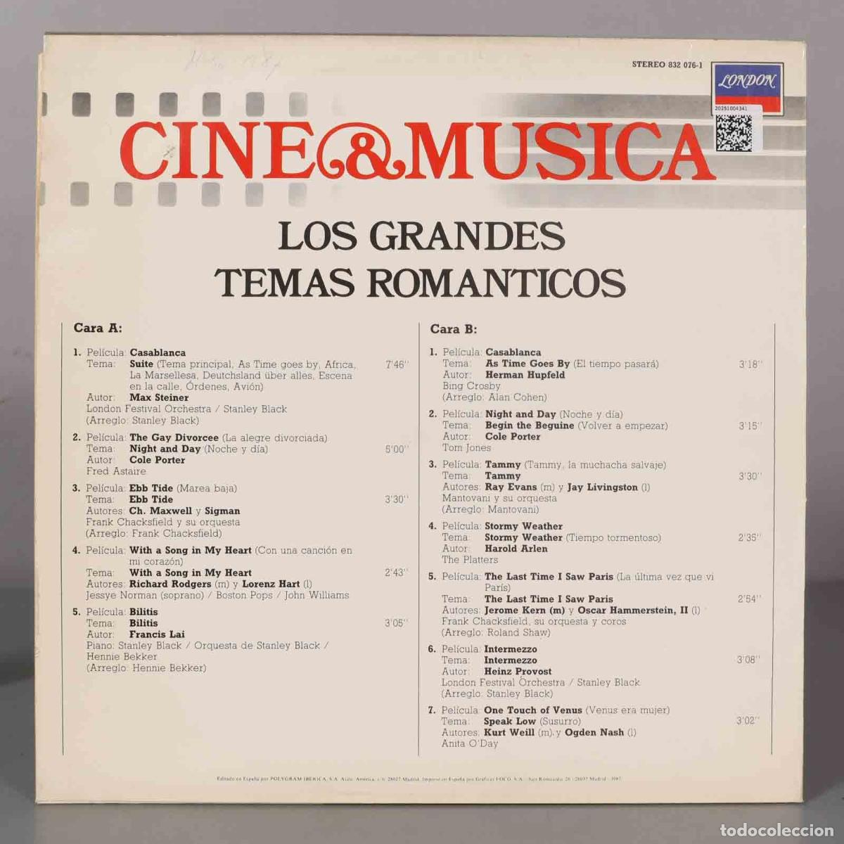 Discos de vinilo: LP. LOS GRANDES TEMAS ROMANTICOS - Foto 2