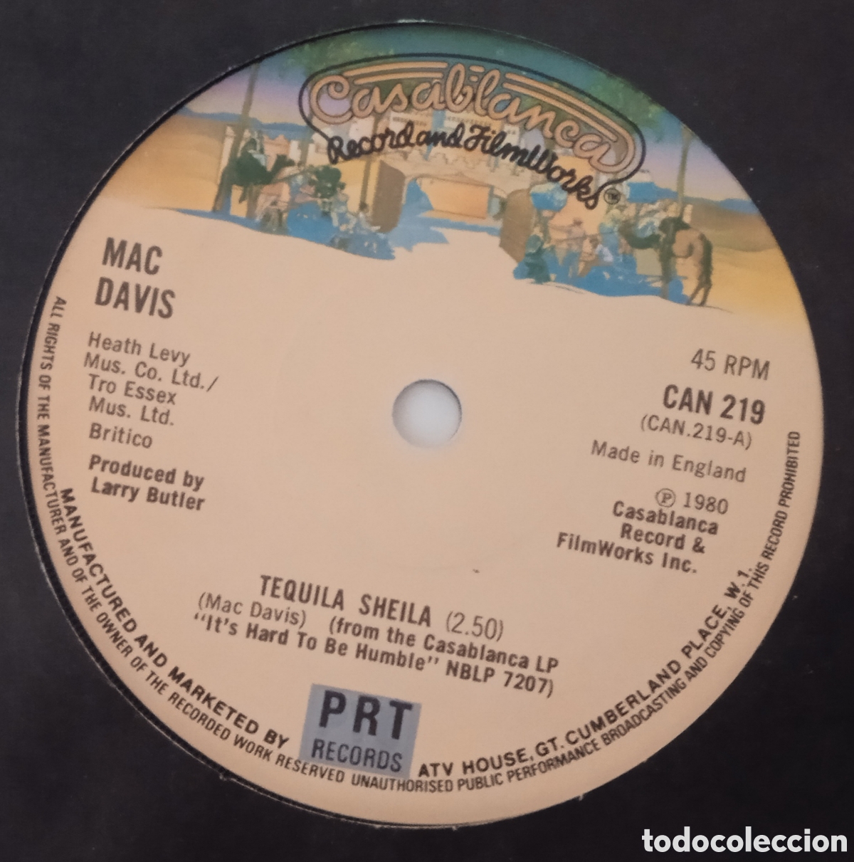 Discos de vinilo: MAC DAVIS - Tequila Sheila (1980) single - Foto 1