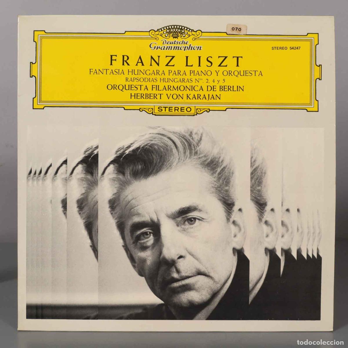 Discos de vinil: LP. Karajan &ndash; Fantas&iacute;a H&uacute;ngara Para Piano Y Orquesta / Rapsodias Hungaras n&ordm; 2, 4 Y 5. LISZT