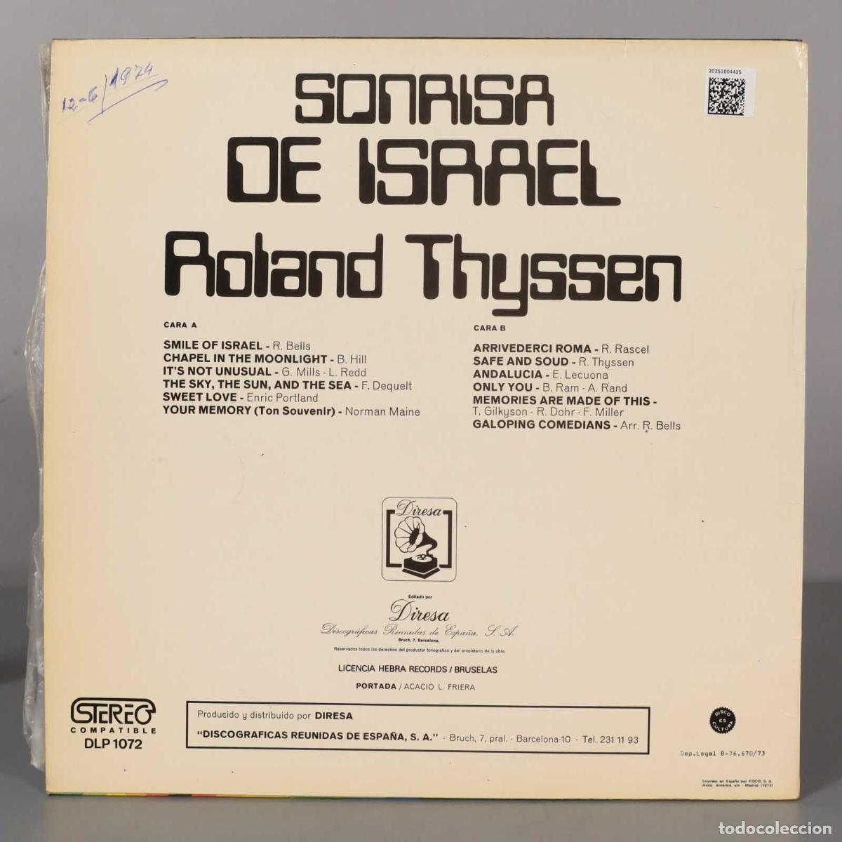 Discos de vinilo: LP. Roland Thyssen &ndash; Sonrisa De Israel - Foto 2