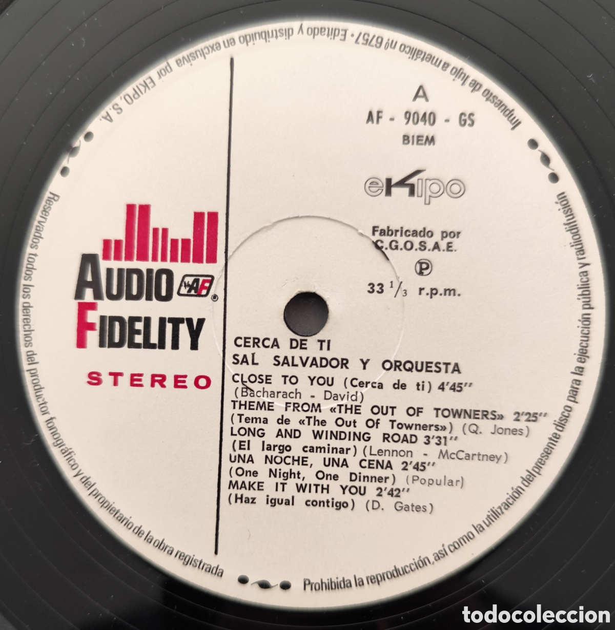 Discos de vinilo: SAL SALVADOR - CERCA DE TI - Foto 2