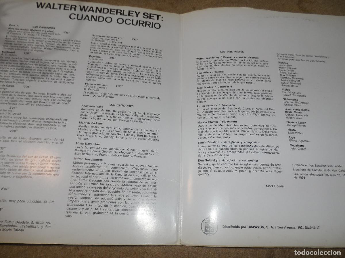 Discos de vinilo: WALTER WANDERLEY SET - CUANDO OCURRIO (SPAIN 1969) - Foto 2
