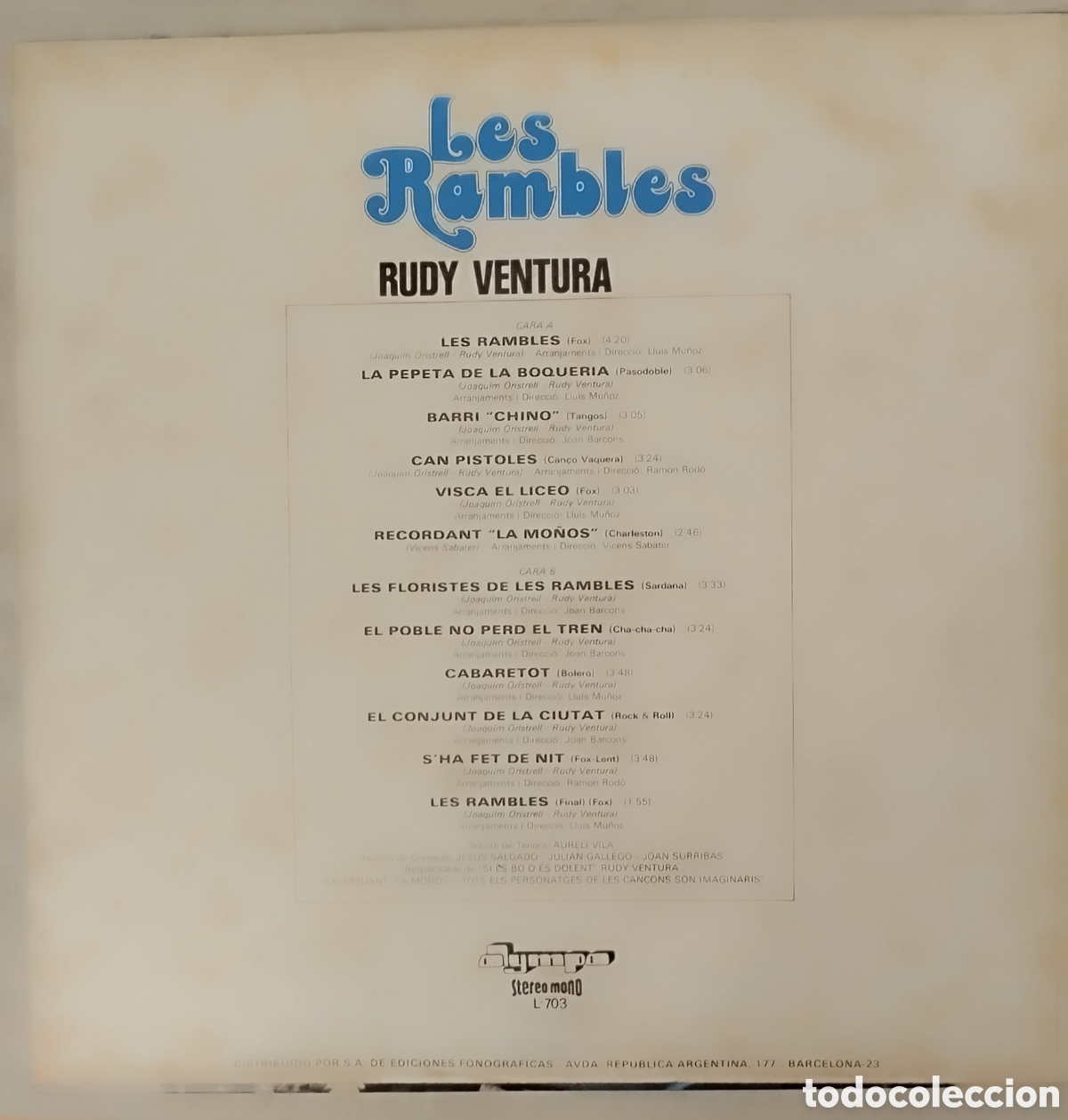 Discos de vinilo: RUDY VENTURA LES RAMBLES - Foto 2