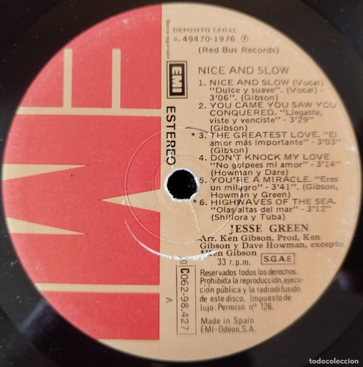 Discos de vinilo: JESSE GREEN ** Nice And Slow ** VINILO LP 1976 - Foto 3