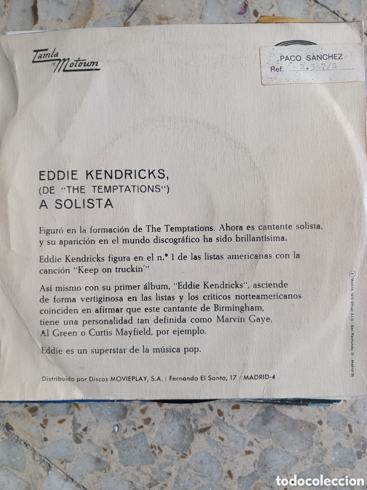 Discos de vinilo: SGL EDDIE KENDRICKS KEEP ON TRUCKIN 1973 - Foto 2