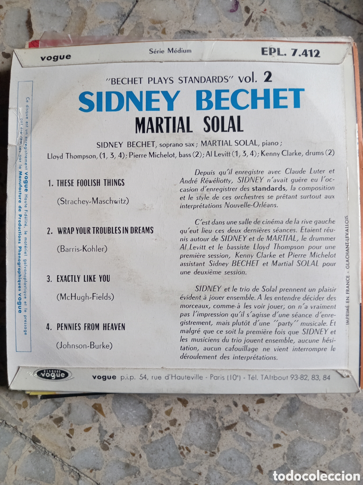 Discos de vinilo: EP SIDNEY BECHET PLAYS STANDARDS VOL 2 FRANCIA - Foto 2