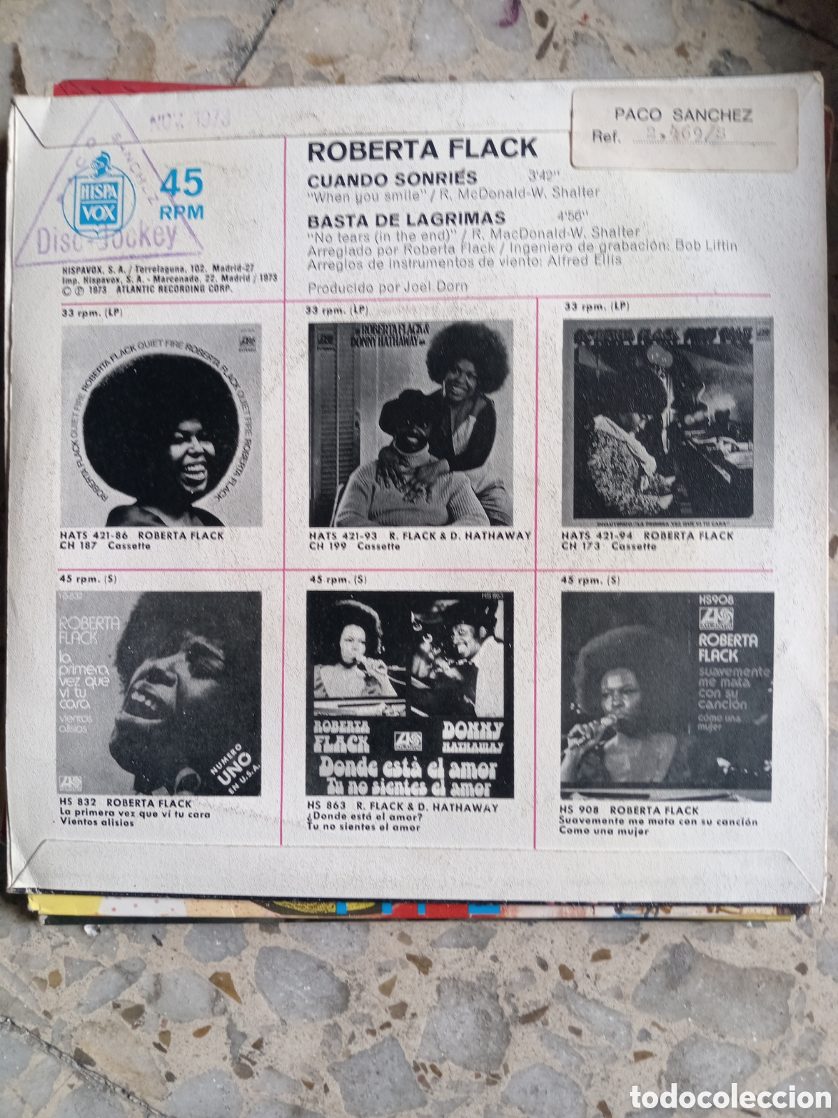 Discos de vinilo: SGL ROBERTA FLACK CUANDO SONRIES 1973 - Foto 2
