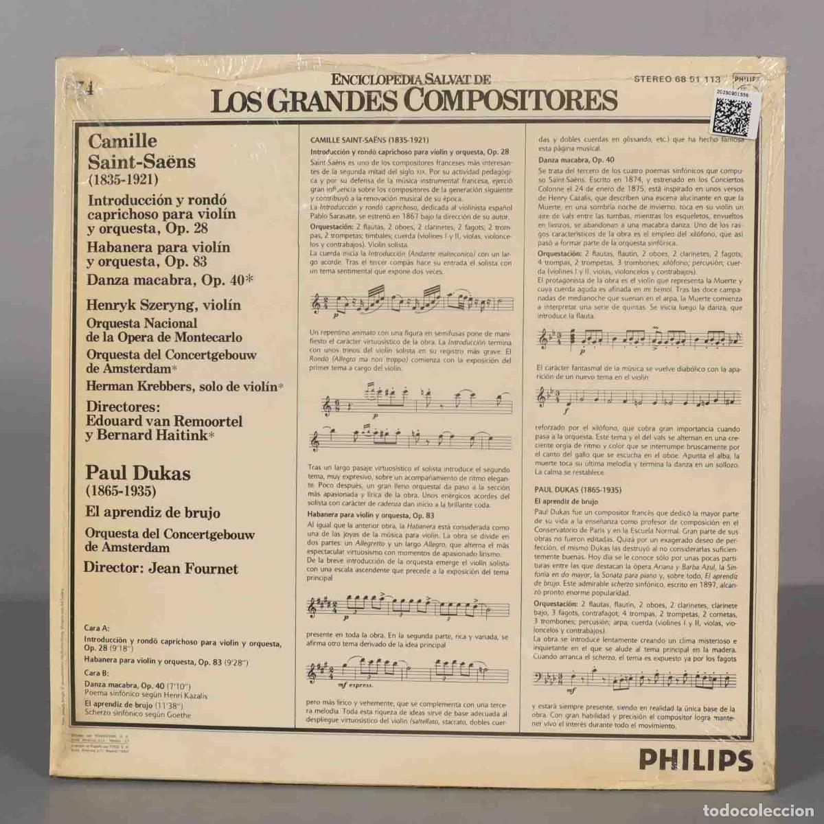 Discos de vinilo: LP. SAINT-SANES. DUKAS. EL APRENDIZ BRUJO - Foto 2