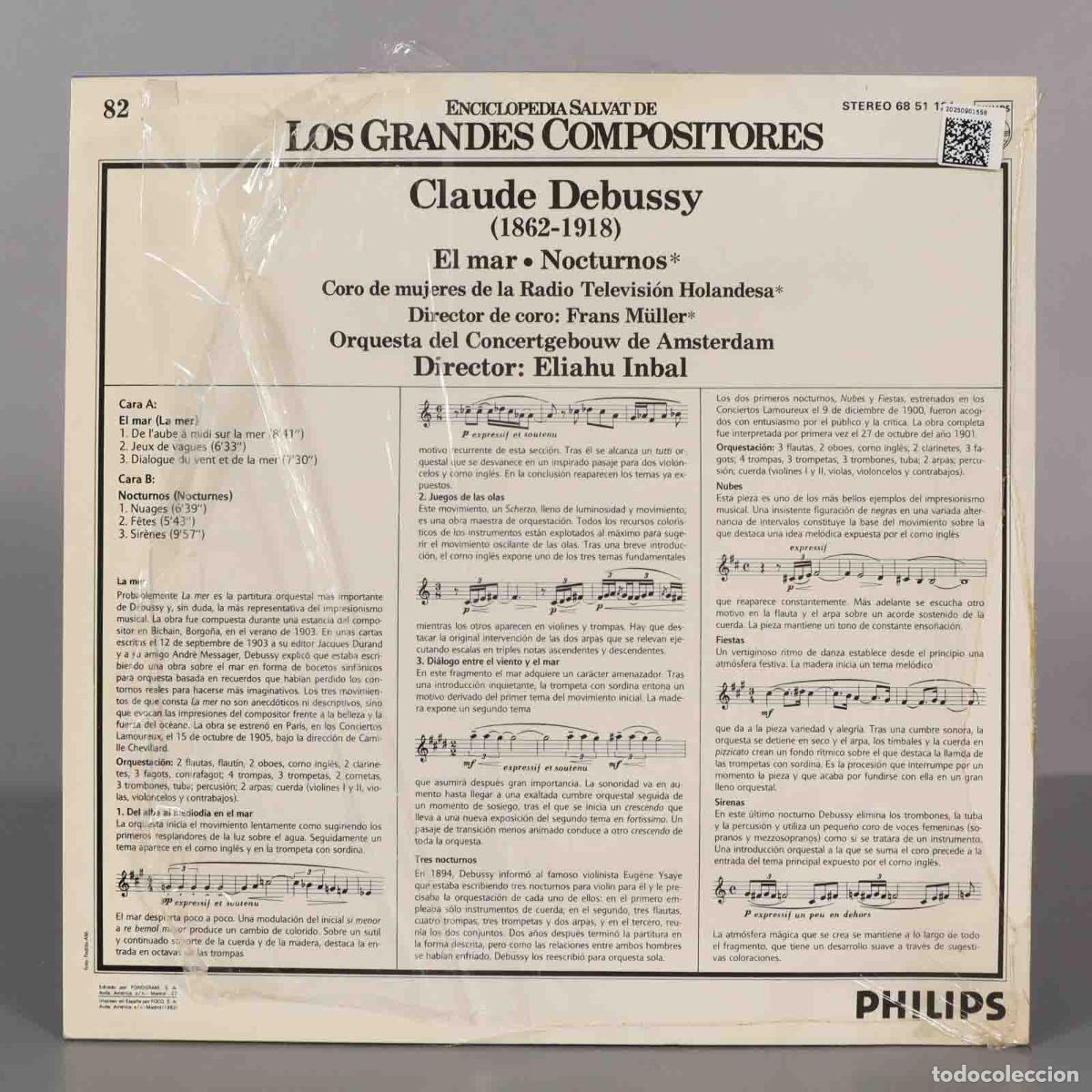 Discos de vinilo: LP. DEBUSSY EL MAR NOCTURNOS INABL - Foto 2