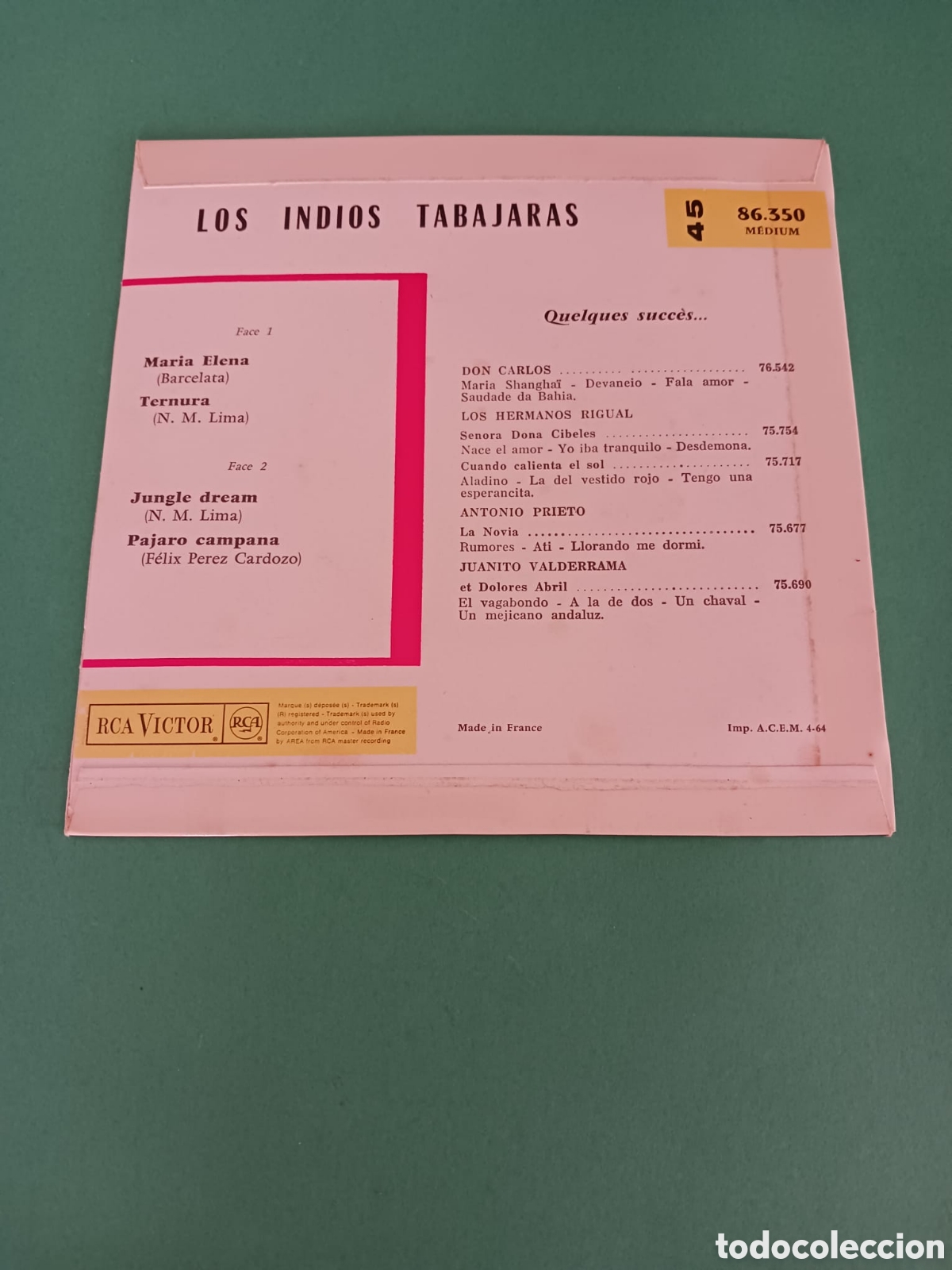 Discos de vinilo: LOS INDIOS TABAJARAS. Single. - Foto 4