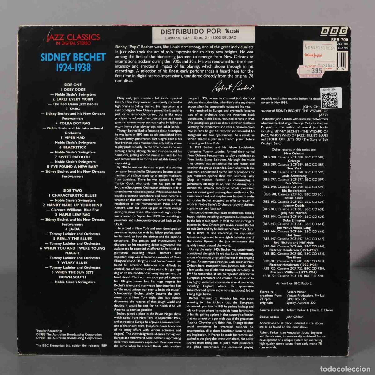 Discos de vinilo: LP. SIDNEY BECHET 1 924 TO 1938 - Foto 2