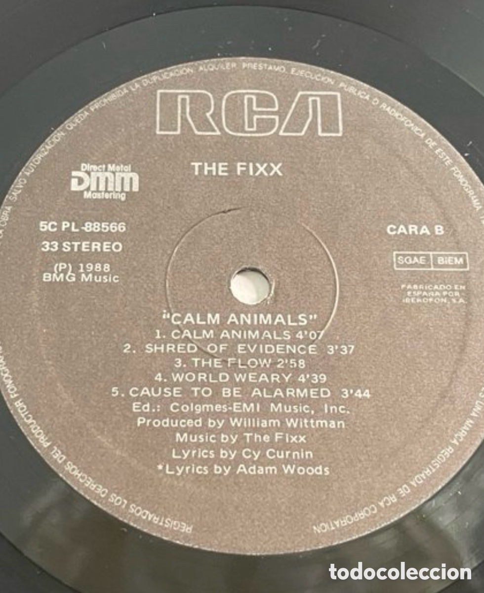 Discos de vinilo: Disco de vinilo. The Fixx Calm Animals. RCA 1988 - Foto 3
