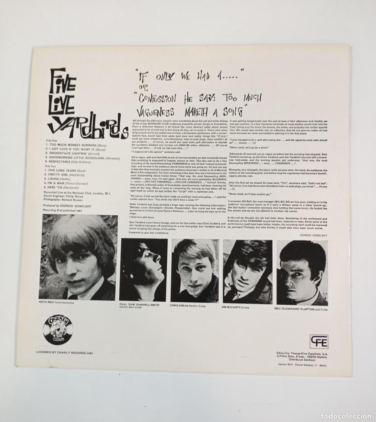 Discos de vinilo: Five Live Yardbirds. LP. TDKLP17 - Foto 2