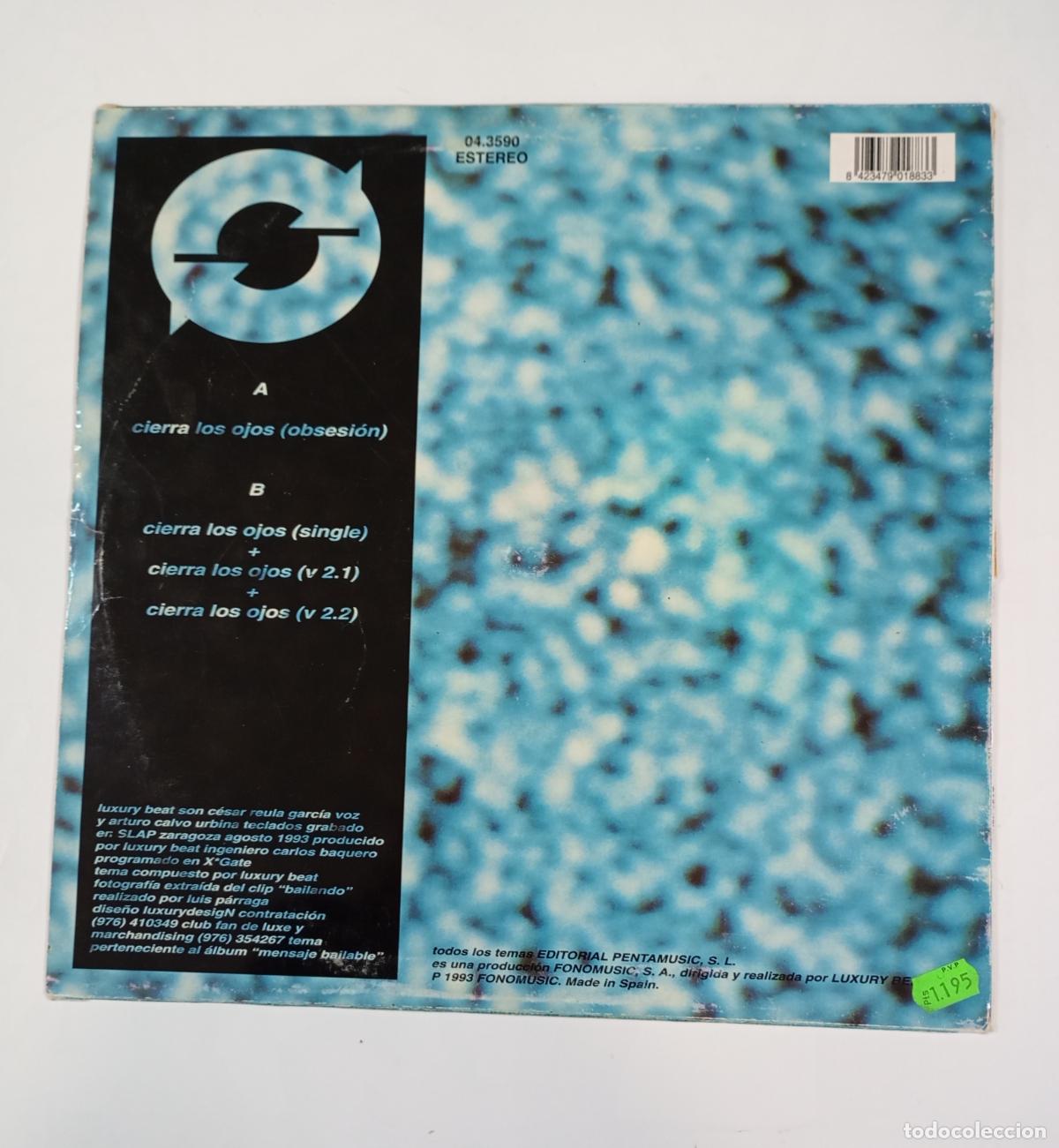 Discos de vinilo: LUXURY BEAT CIERRA LOS OJOS. MAXI-SINGLE. TDKDA70 - Foto 2