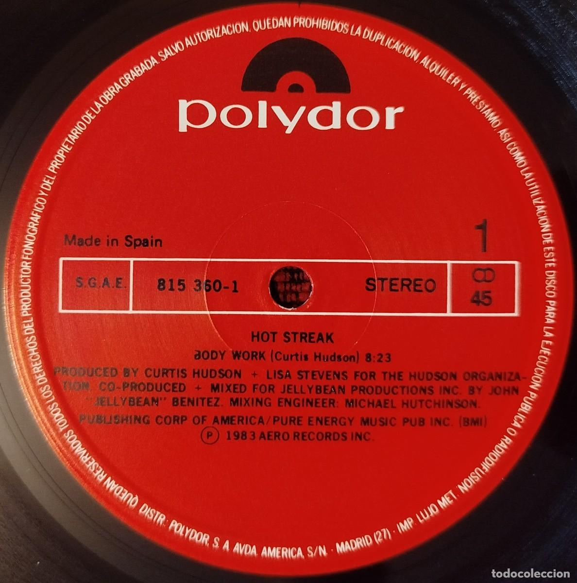 Discos de vinilo: HOT STREAK ** Body Work ** MAXI SINGLE VINILO 1983 - Foto 3