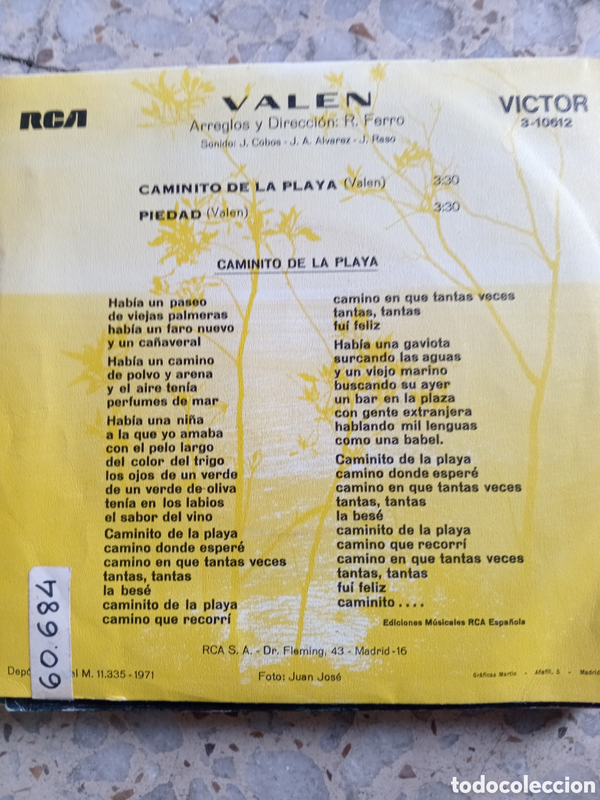 Discos de vinilo: SGL VALEN CAMINITO DE LA PLAYA 1971 - Foto 2