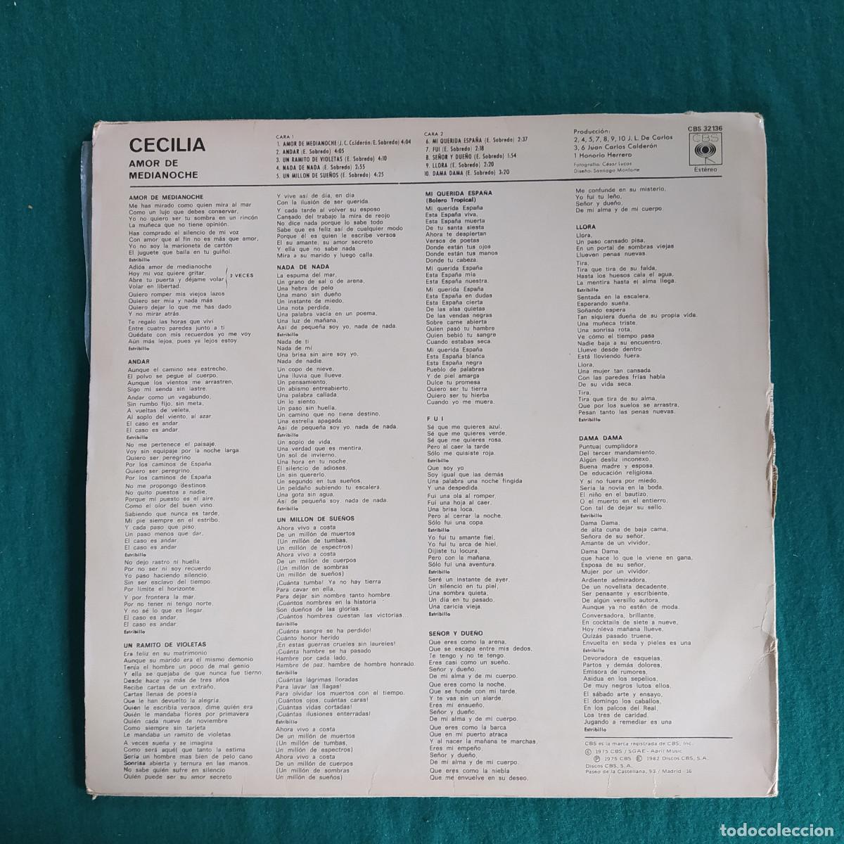 Discos de vinilo: Cecilia &ndash; Amor De Medianoche - Foto 2